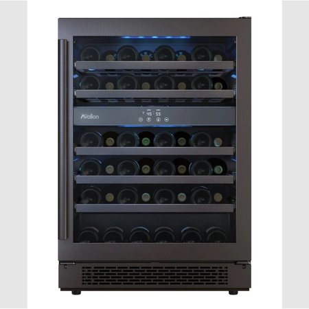 AVALLON 24 Inch Wide 45 Bottle Capacity Dual Zone Wine Cooler with Right Swing Door AWC241DBLSS